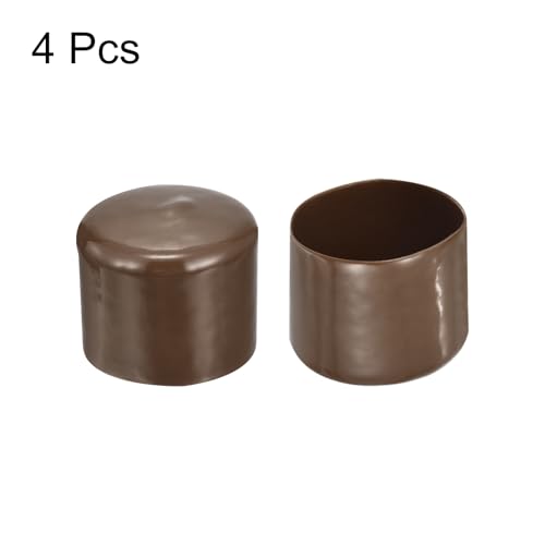 Image of uxcell 4pcs Rubber End Caps 53mm(2 1 /16 inch) ID Vinyl Round Tube Bolt Cap Cover Screw Thread Protectors Brown, 40mm Height
