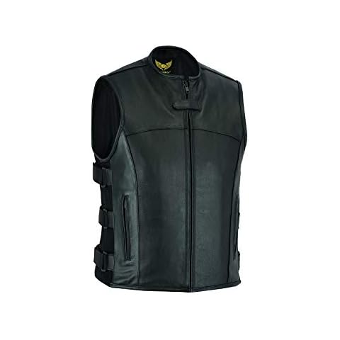 Chaleco de cuero táctico para moto Leatherick Warrior Style para hombre Cover