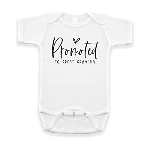 Pregnancy Announcement Gift for Great Grandma | Promoted to Great Grandma Infant Bodysuit | Surprise New Baby Announce for Grandparent and Family | Great Grandma Announcement Gifts (0-3 mo, White)