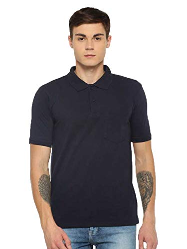 Image of Dollar Men's Pack of 1 Solid Cotton Blend Polo Neck T-Shirt