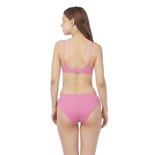 Image of Non Padded Bra Panty Set - Made of Pure Cotton Full Coverage Non Wired Seamless Pushup Soft Cup for T-Shirt Saree Dress Sports Garment for Daily Use Everyday