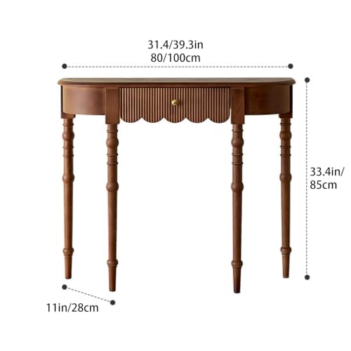 Mesa consola madera maciza pasillo estrecho con cajón almacenamiento slim 3