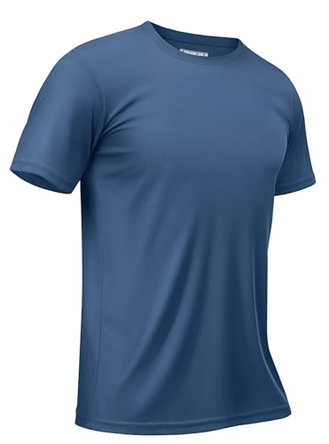 TACVASEN Camiseta Protección Solar Hombre Camiseta de Manga Corta Camisa de Protección UV de Verano UPF 50+ Camiseta de Playa de Secado Rápido Gris Azul