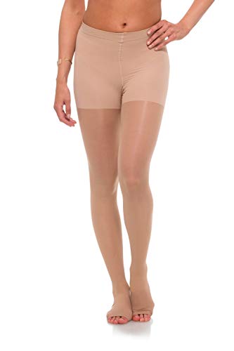 Jomi Compression Pantyhose Women Collection, 15-20mmHg Sheer Open Toe 145PO (Small, Natural)2