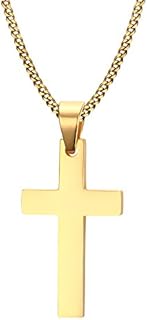 VNOX Cross Necklace Stainless Steel Necklace Simple Plain Cross Pendant Necklace/316L Stainless Steel Rolo Chain 60cm,Christmas/Birthady Gift