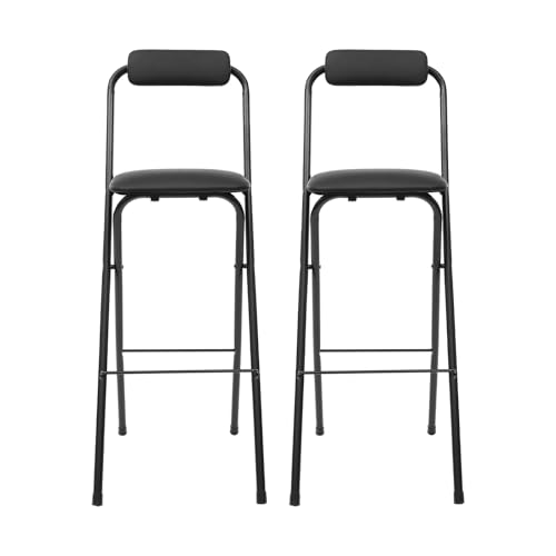 fagauhds 2 Pcs Tall Folding Chair,Portable Foldable Bar Stool,X-Shaped Chair Legs & Thickened Pipes, Load Capacity125kg/275.58lbs,Kitchens,Dining Rooms,Living Rooms, Study Rooms.