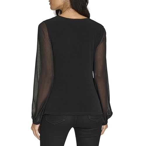 Image of Calvin Klein Women's V-Neck Long Sleeve Top