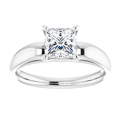 JEWELERYIUM 1 CT Princess Cut Colorless Moissanite Engagement Ring, Wedding/Bridal Ring Set, Solitaire Halo Style, Solid Sterling Silver Vintage Antique Anniversary Bridal Ring Gifts for Her2