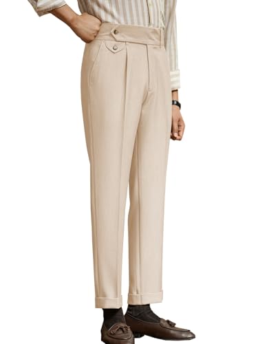 Men's Slim Fit Dress Pants Regular Fit Flat Front Suit Pants Stylish Long Trousers