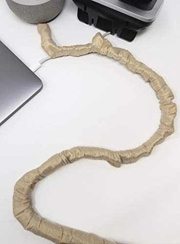 Image of Straw Tan Lamp Cord Cover Thin-Style Faux Silk 9 ft Long