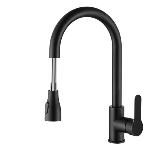 Kitchen Faucets Brushed Nickel Pull Out Kitchen Sink Water Tap Deck Mounted Mixer Stream Sprayer Head Hot Cold Taps Sliver(Black