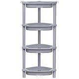 ELYKEN 4 Tier Shower Caddy Organizer Shelf Corner, 14.4 x 11.2 x 31.5 Inches, Rustproof, Plastic Shower Rack Stands for Inside Bathroom, Bathtub, Shower Pan, Grey