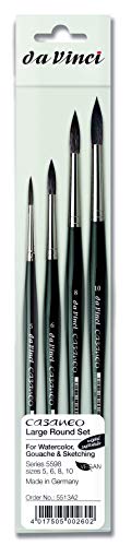 Da Vinci Brushes 5598 Casaneo Large Round (Sizes 5,6,8,10) Artist Brush Set, Black, 4 #TOP8