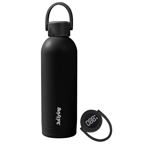 Insulated Water Bottle 25 oz with Smart Temperature Display Lid, Vacuum Stainless Steel Water Bottle for Sports and Travel (Cold for 24 Hrs), Leak-Proof (Black) by JuliyingTool - Used condition - US$7.93