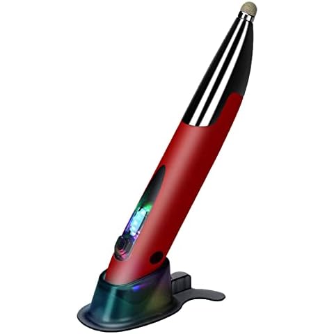 lychee Rechargeable Pocket Pen Mouse, Left/Right-Handed Wireless Optical Ergonomic Mouse with Stylus Function RGB Backlit Type-C & Micro USB Adapter for PC Laptop Notebook Mac (Red) Cover