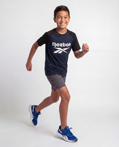 Image of Reebok 2 Pack: Boys Short Sleeve Raglan Cotton Crew Neck T Shirt Athletic Baseball Tee Tops Kids Teens Youth (6-18)
