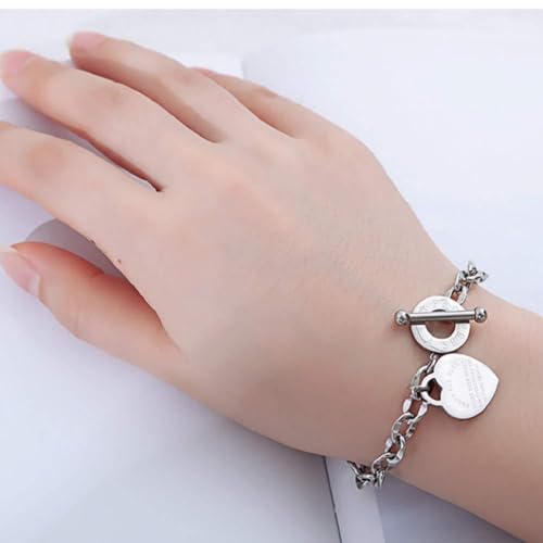 Harlorki HARLORKI-001 Personalized Stainless Steel Cuban Chain Love Heart Pendant Charm Bracelet Wrist Cuff Birthday Gift Fashion Jewelry thumb #4