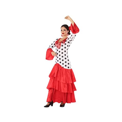 Atosa disfraz flamenca sevillana blanco rojo mujer adulto M