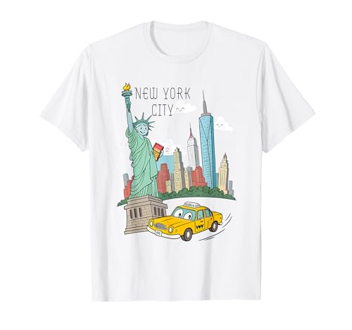 Kids New York City Cartoon Taxi Statue Skyline NYC...
