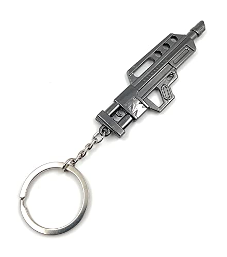 Photo de Onwomania Porte-clés Pistolet mitraillette Pendentif Uzi Gun Metal Charm