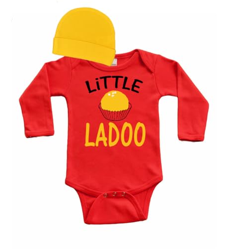 Indian Newborn gift, Little Ladoo hindu baby gift set, Long Sleeve Baby Bodysuit and cap
