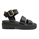 Yours Womens Gladiator EEE Extra Wide Fit Sandals Ladies Chunky Ankle Flatform Platform Wedge Shoes Size (Black, UK Footwear Size System, Adult, Women, Numeric, XX-Wide, 6)