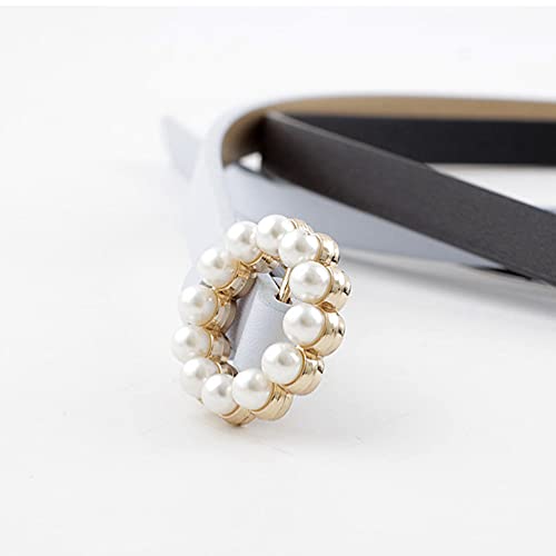 Familyhouse Women Skinny Leather Pearl Buckle Thin Waist Belt for Jeans Dresses Cummerbunds3