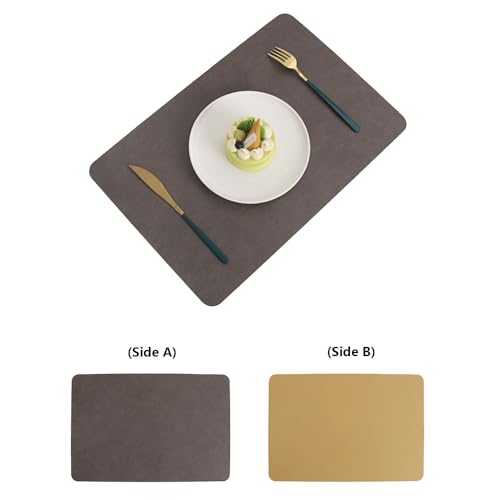 Sets de table en similicuir double face élégants marron et jaune - 7
