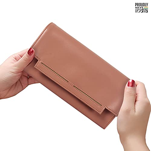 Image of The Clownfish Laura Collection Womens Wallet Clutch Ladies Purse with Multiple Card Slots (Apricot)