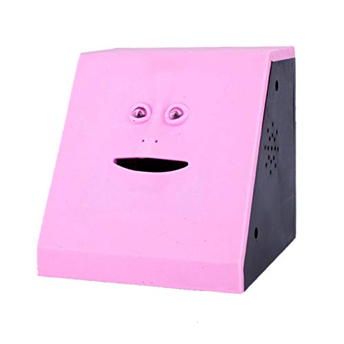 Wefond Moneda de la Novedad Dinero Comiendo Musical Face Bank Ahorro de Dinero automático Colección Piggy Bank para Niños (Pink Flat)