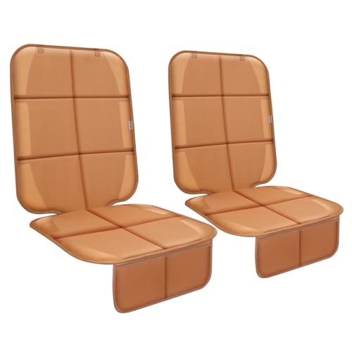 Image of Meolsaek Car Seat Protector for Child Car Seat, Durable 600D Fabric Waterproof Car Seat Cover with Thick Pad Non-Slip Backing，No Imprints (Tan-2 pcs)