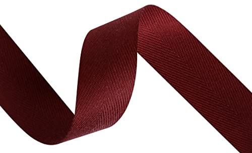 Joycrosso Herringbone Tape Twill Ribbon Soft Handle, Great for Gift Wrapping Craft Sewing 25mm x 22 Meters - Burgundy - Image 2