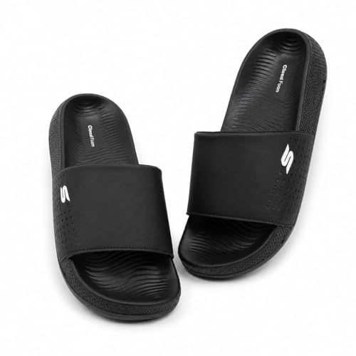Image of Men's Cloud Foam Slides Slippers | Lightweight Comfortable Bathroom Slides for Men | Soft Cushioned Anti-Slip Daily Wear Sandals | Indoor Outdoor Casual Footwear