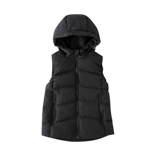 Kids Boys Girls Winter Puffer Vest Sleeveless Padded Hooded Jacket Thick Warm Down Outerwear Waistcoat 3-11Years