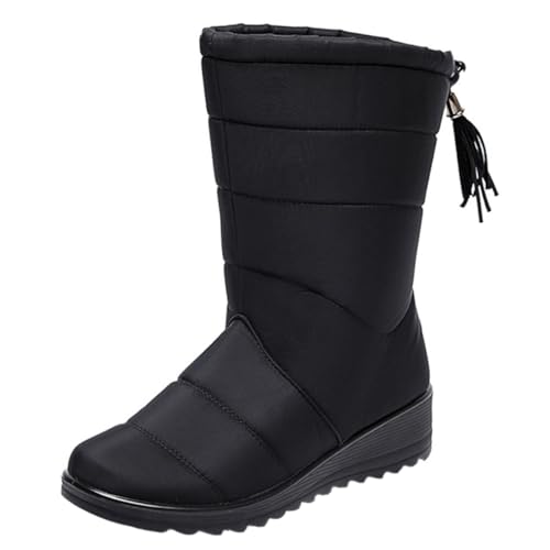 Bottines hautes pour femmes à pompons élégantes et antidérapantes pour l'hiver