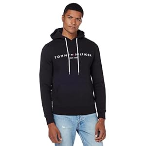 Tommy Hilfiger Sweat Homme Core Tommy Logo Hoody avec Capuche, Noir (Jet Black), XL