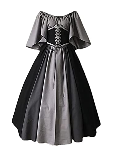 ORANDESIGNE Festliches Kleider Damen Mittelalter Kleid Trompetenärmel Bodenlanges Retro Kostüm Gewand Gothic Renaissance Prinzessin Kleidung...