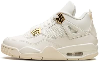 NIKE Air Jordan 4 Retro Womens-Size 11, Sail/Metallic Gold-black
