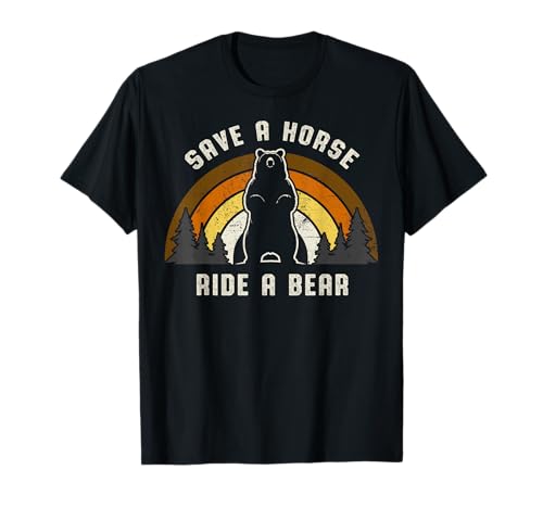 Save a Horse Ride a Bear Gay Bären Pride Retro T-Shirt