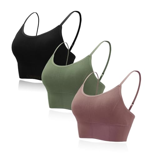 Image of Kaththai Women Cotton Padded Wire-Free Sports Bra with Adjustable Straps Soft Padded Push-Up Bra for Yoga, Fitness (Free Size Bra Fit Up to 28,30,32,34)
