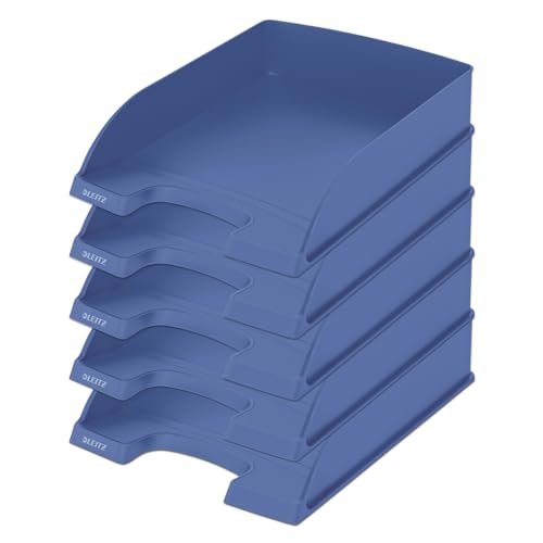 Leitz Briefablage A4, 5er Pack, stapelbare Ablagefächer, Blauer Engel, Recycle-Sortiment, Blau, 52275030*