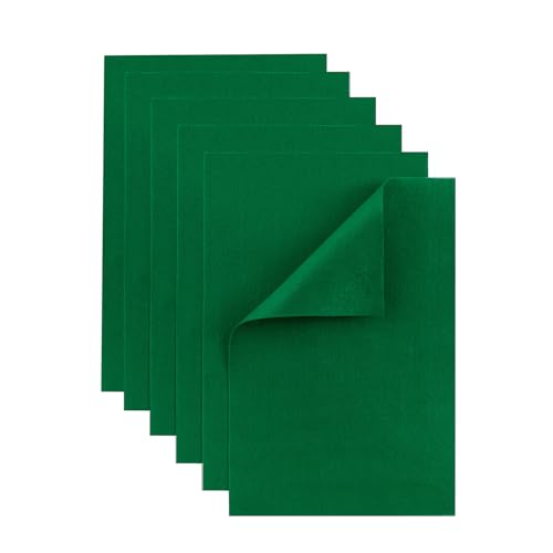 HaoFeiJH Green Felt Fabric Sheets - 6PCS Felt Squares - 8x12 1 Colors Soft Felt Squares 1.5mm for Sewing Patchwork Decoration Embroidering Book DIY Craft