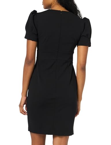 Image of DKNY Women's Short Ruched Sleeve Faux Wrap Midi Dress