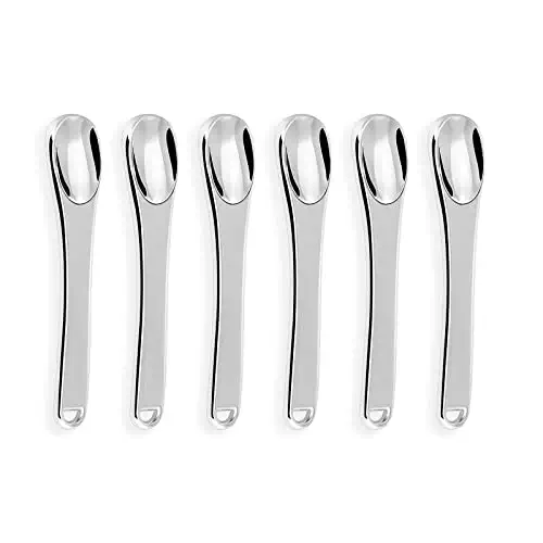KOIBITO 6 Pack Metal Makeup Spatula, Mini Skin Care Product Aplicator, Metal Spoon, Beauty Scoop for Facial Cosmetic(Silver)