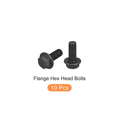 Image of METALLIXITY Flanged Hex Head Bolts (M10x25mm) 10pcs, Hexagon Serrated Flange Bolt Fully Thread Screw - for House Construction Hardware Fasteners