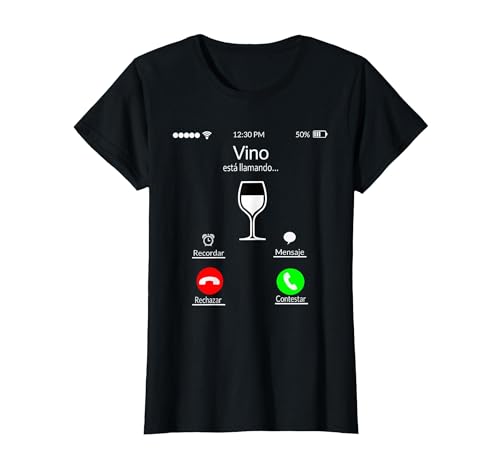 Camiseta Regalo Divertido Vino Esta Llamando Camiseta, Mujer, Negro, M
