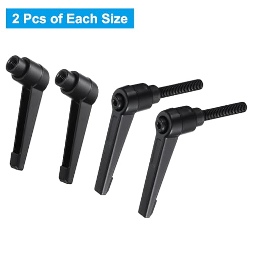 Image of uxcell 4pcs Clamping Lever Adjustable Handle Set Metric M6 x 32mm Male & M6 Female Thread Level Handles Hand Stud Knobs Quick Release Black for Lathe Machinery
