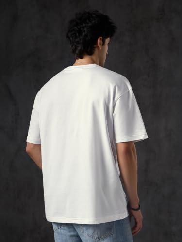 Image of The Souled Store Jujutsu Kaisen: Satoru Gojo Men and Boys Short Sleeves Round Neck Purple Graphic Printed Cotton Oversized Drop Shoulder Anime Streetwear Casual T-Shirts