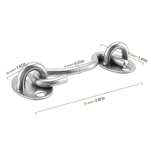 HEIHAK 8 Pack Cabin Hook and Eye Latch, 75mm/3Inch Stainless Steel Door Latch Hook and Eye Latch - Image 2