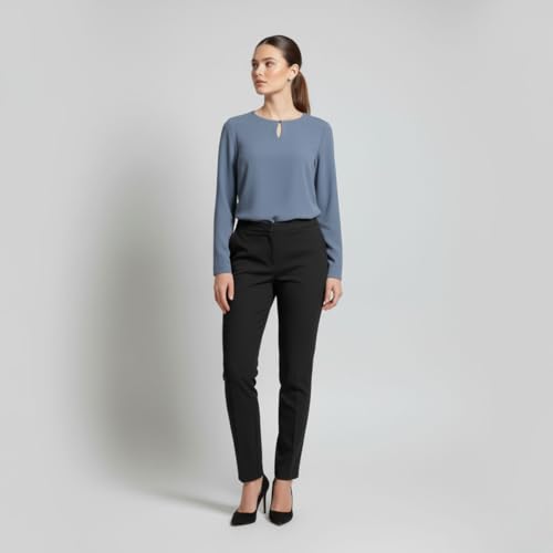 Image of BLACKSMITH Long Sleeve Key Hole Neck Formal Office Shirt for Women | Women Stylish Western Tops